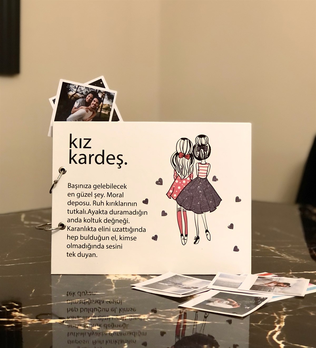 Kişiye Özel 20 Fotoğraflı Kız Kardeş Tasarımlı Siyah Sayfa Kendin Yap Fotoğraf AlbümüGiftmodaGmab100028