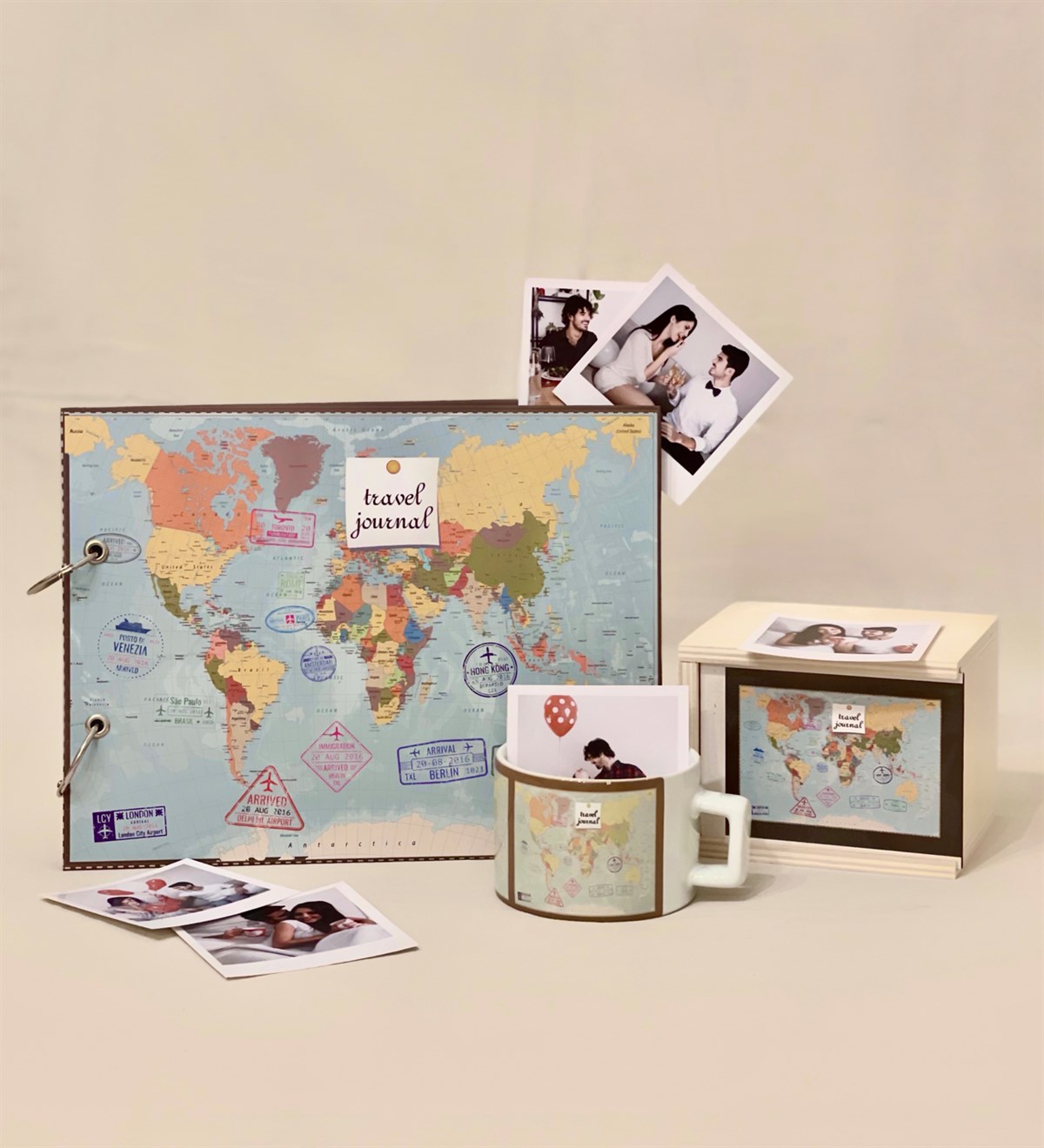 Kişiye Özel 20 Fotoğraflı Travel Journal Tasarımlı Albüm Ve Kutulu Kupa Set GiftmodaGmhs100140