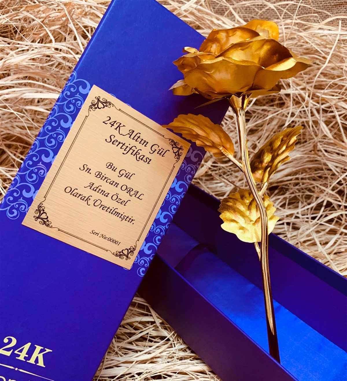 Kişiye Özel 24k Altın Kaplama Gül