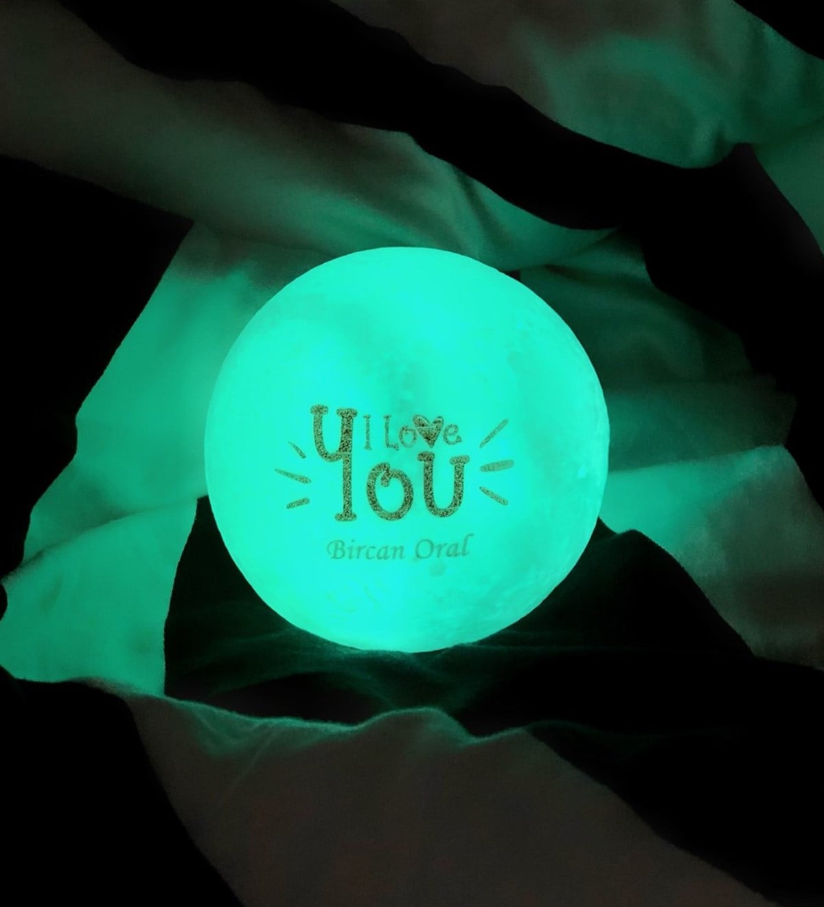 Kişiye Özel 3D Ay Lamba Moonlight 12cm Renk Değiştiren Seni SeviyorumGiftmodagm-1401-ily