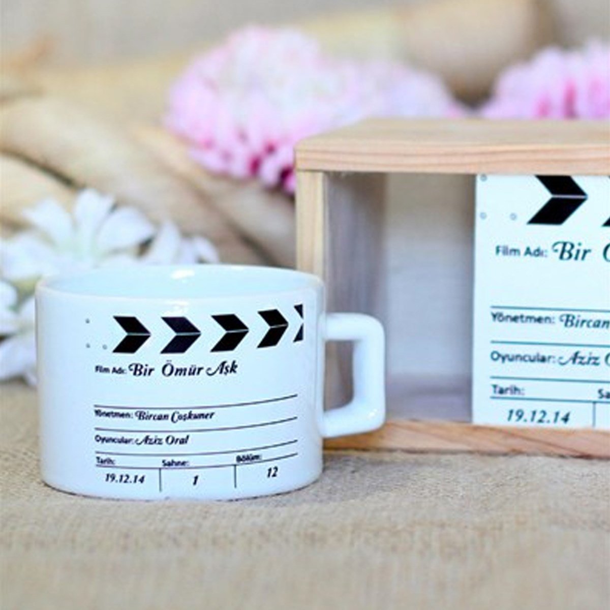 Kişiye Özel Ahşap Kutusunda Klaket Kupa BardakMarkasızGM00004