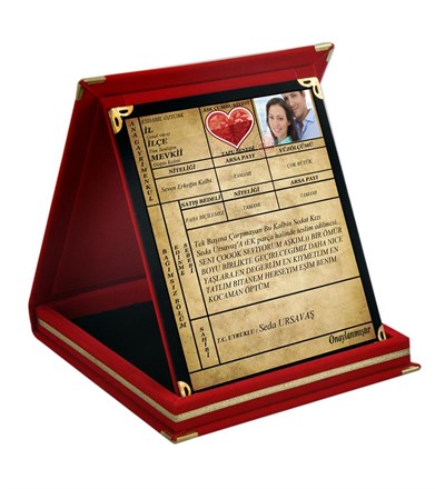 Kişiye Özel Aşk Tapusu Ödül Orta Boy Plaket