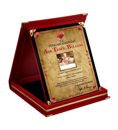 Kişiye Özel Aşk Tescil Belgesi Ödül Orta Boy Plaket