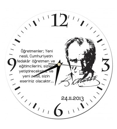 Kişiye Özel Atatürk Öğretmenler Günü Duvar Saati