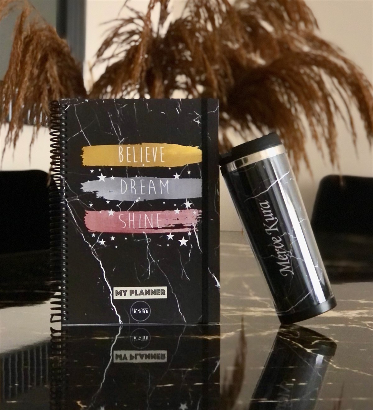 Kişiye Özel Believe Dream Shine Tasarımlı Defter Ve Tarihsiz Haftalık PlanlayıcıGiftmoda Believe-Mug-Defter-Ko
