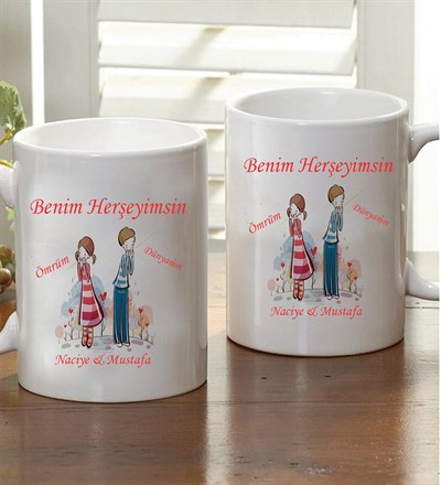 Kişiye Özel Benim Herşeyimsin Kupa Bardak