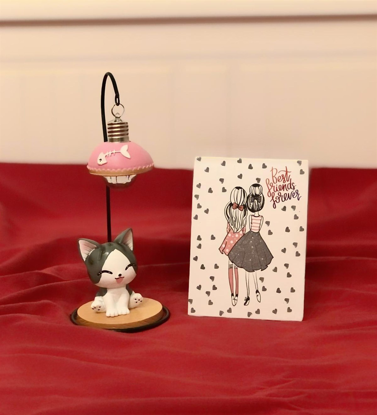 Kişiye Özel Best Friend Forever Mini Albüm Ve Sevimli Kedi Masa Lambası SetGiftmodaGmhs100038