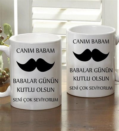 Kişiye Özel Bıyıklı Canım Babam Kupa Bardak