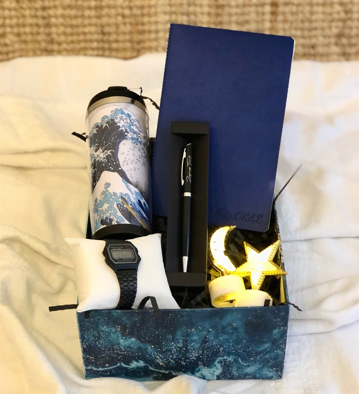 Kişiye Özel Ebruli Dolu Dolu Hediye SetiGiftmodaGmhs100019