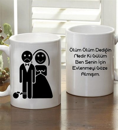Kişiye Özel Esprili Evlilik Kupa Bardak