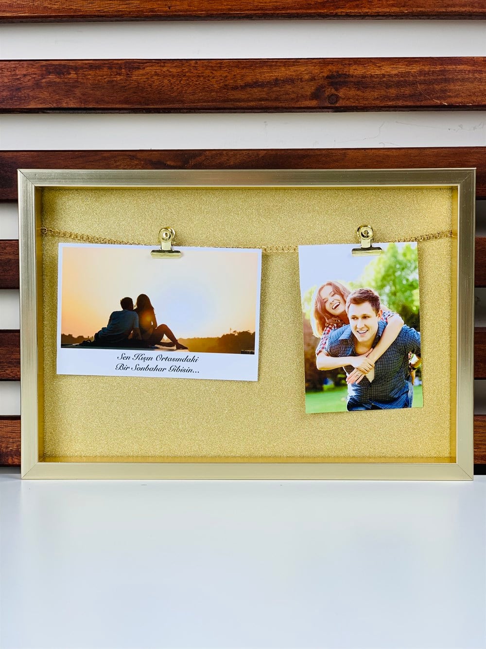 Kişiye Özel Fotoğraflı Gold Tasarım Fotoğraf ÇerçevesiGiftmodaGM-1133-ko