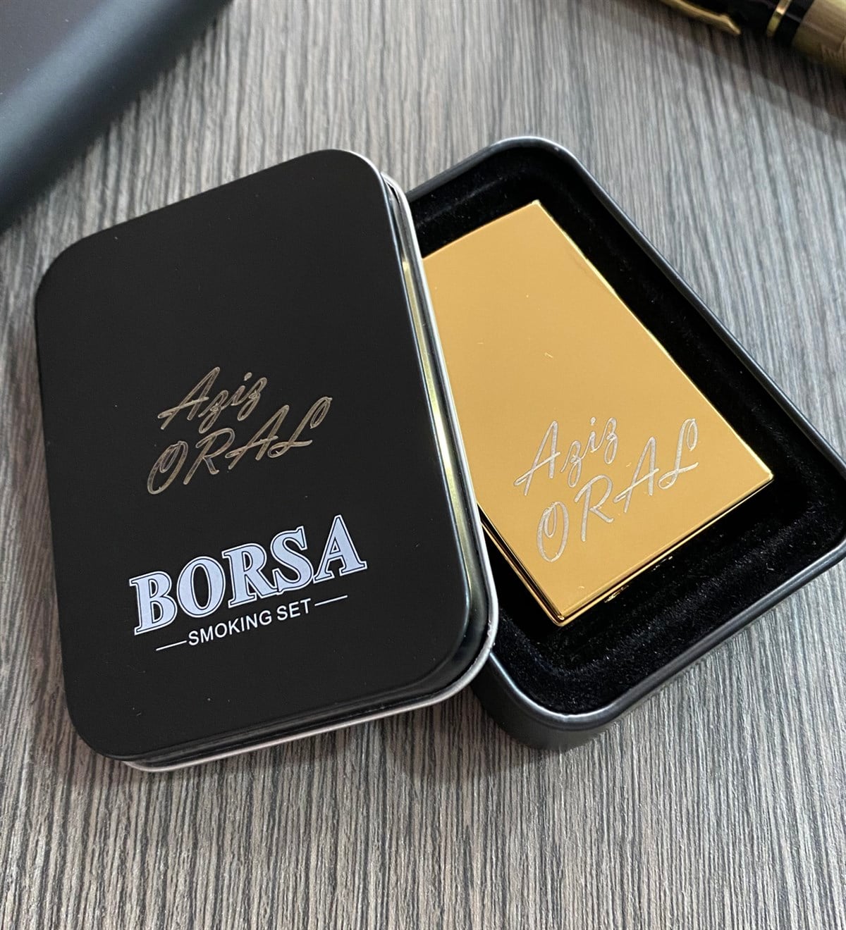 Kişiye Özel Gold Renkli Kaydırmalı Rüzgar Geçirmez Jet ÇakmakGiftmodagold-ruzgar-cakmak-ko