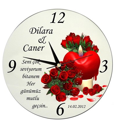Kişiye Özel Güllü Duvar Saati