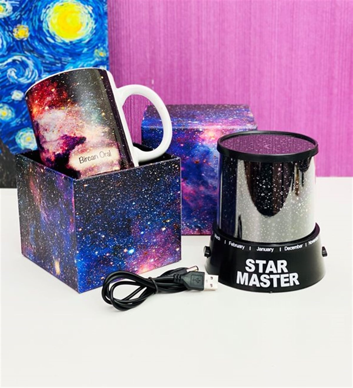 Kişiye Özel Hediye Kutulu Kupa ve Starmaster Hediye SetiGiftmodastar-master-space-kupa-ko