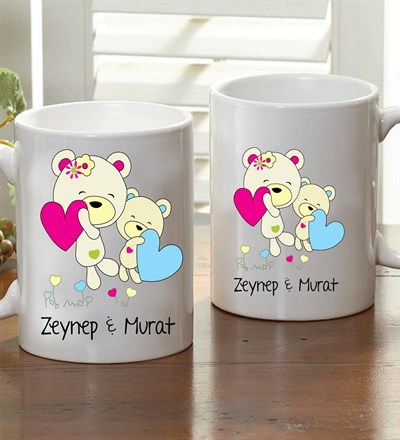Kişiye Özel Kalpli Ayıcık Kupa Bardak