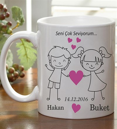 Kişiye Özel Karikatür Aşk Kupa Bardak