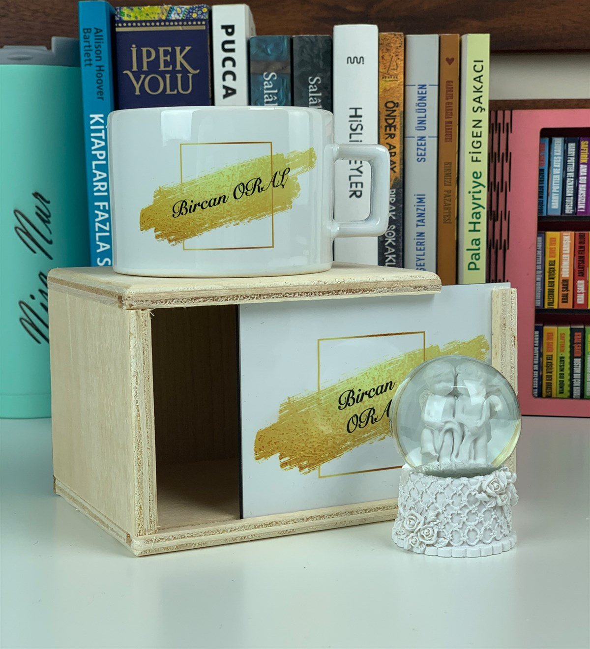 Kişiye Özel Kutulu Kupa ve Melek Kar KüresiGiftmodaGM-1504-kupa