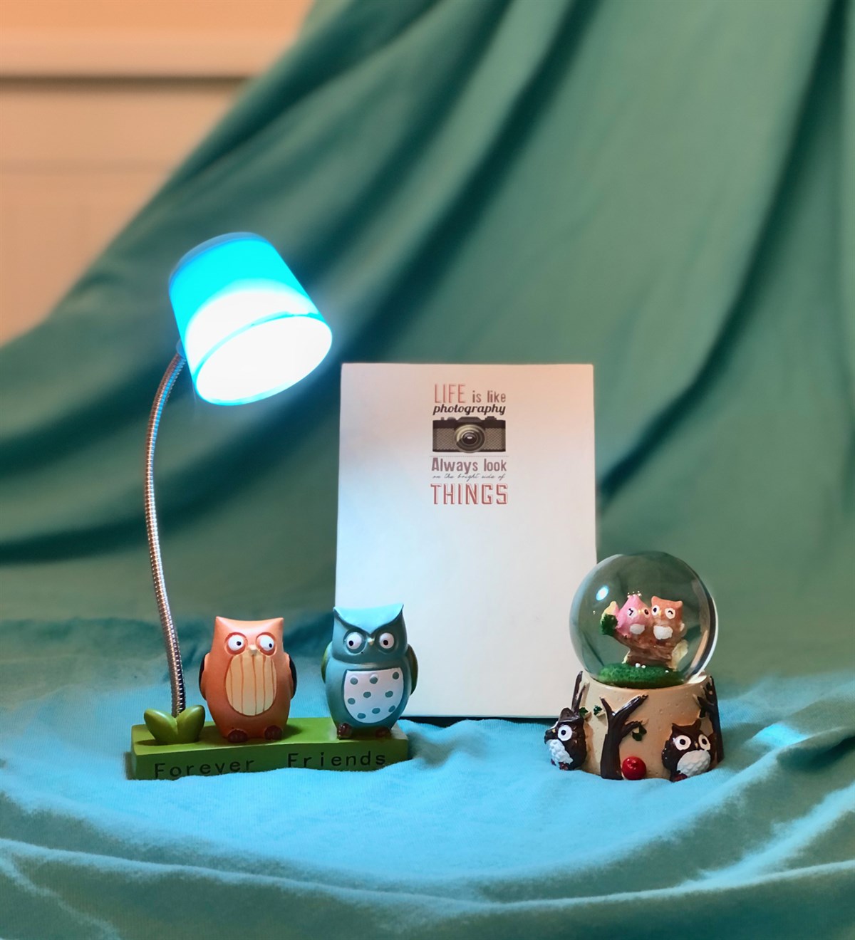 Kişiye Özel Life İs Like Mini Albüm Baykuş Kar Küresi Ve Baykuş Masa Lambası SetGiftmodaGmhs100032