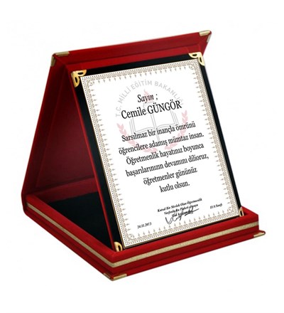 Kişiye Özel Öğretmenler Günü Ödül Orta Boy Plaket