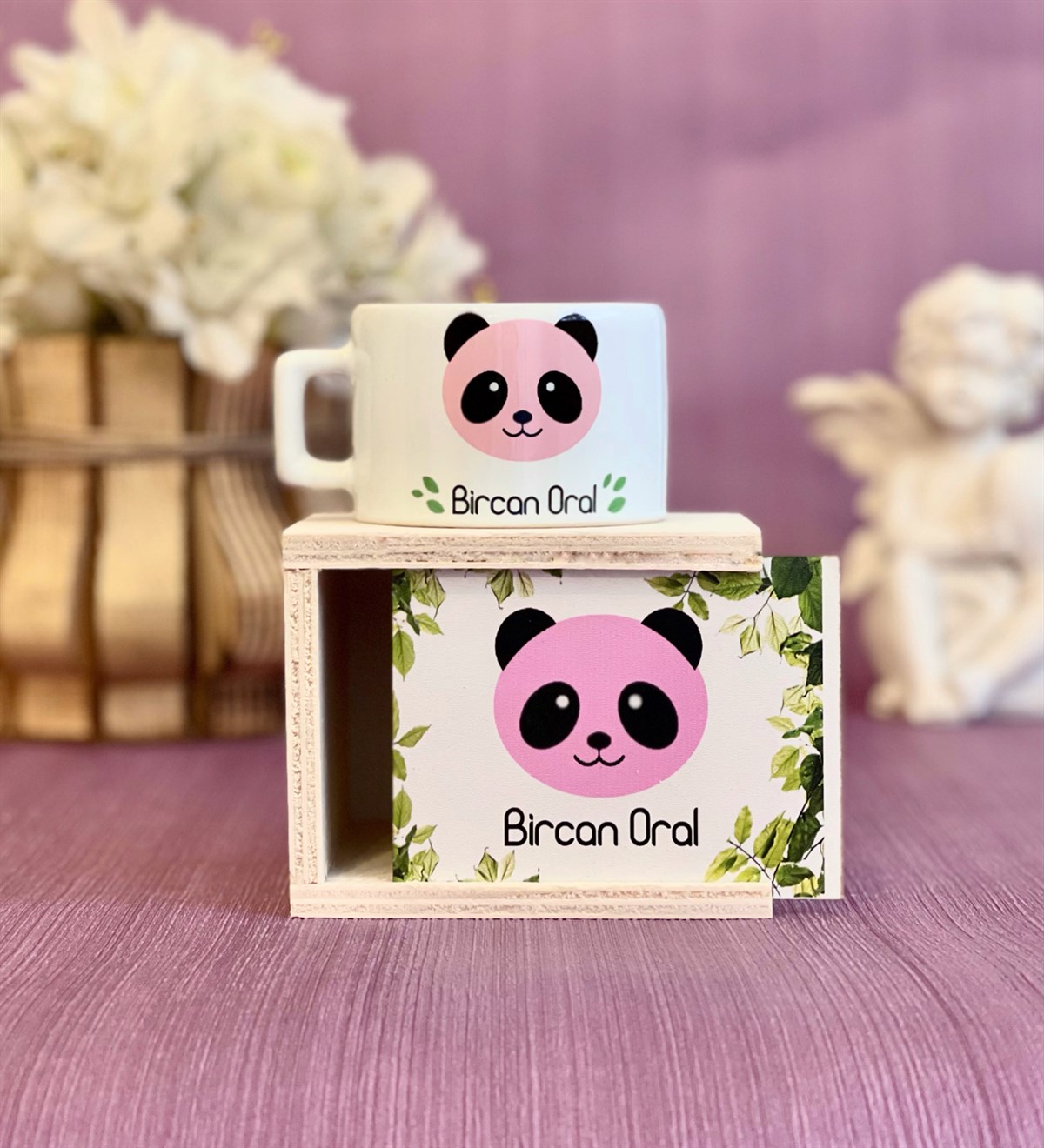 Kişiye Özel Pembe Panda Tasarımlı Kutulu KupaGiftmodaGmkp100059