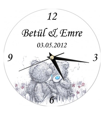 Kişiye Özel Sevimli Aşk Ayıcık Duvar Saati