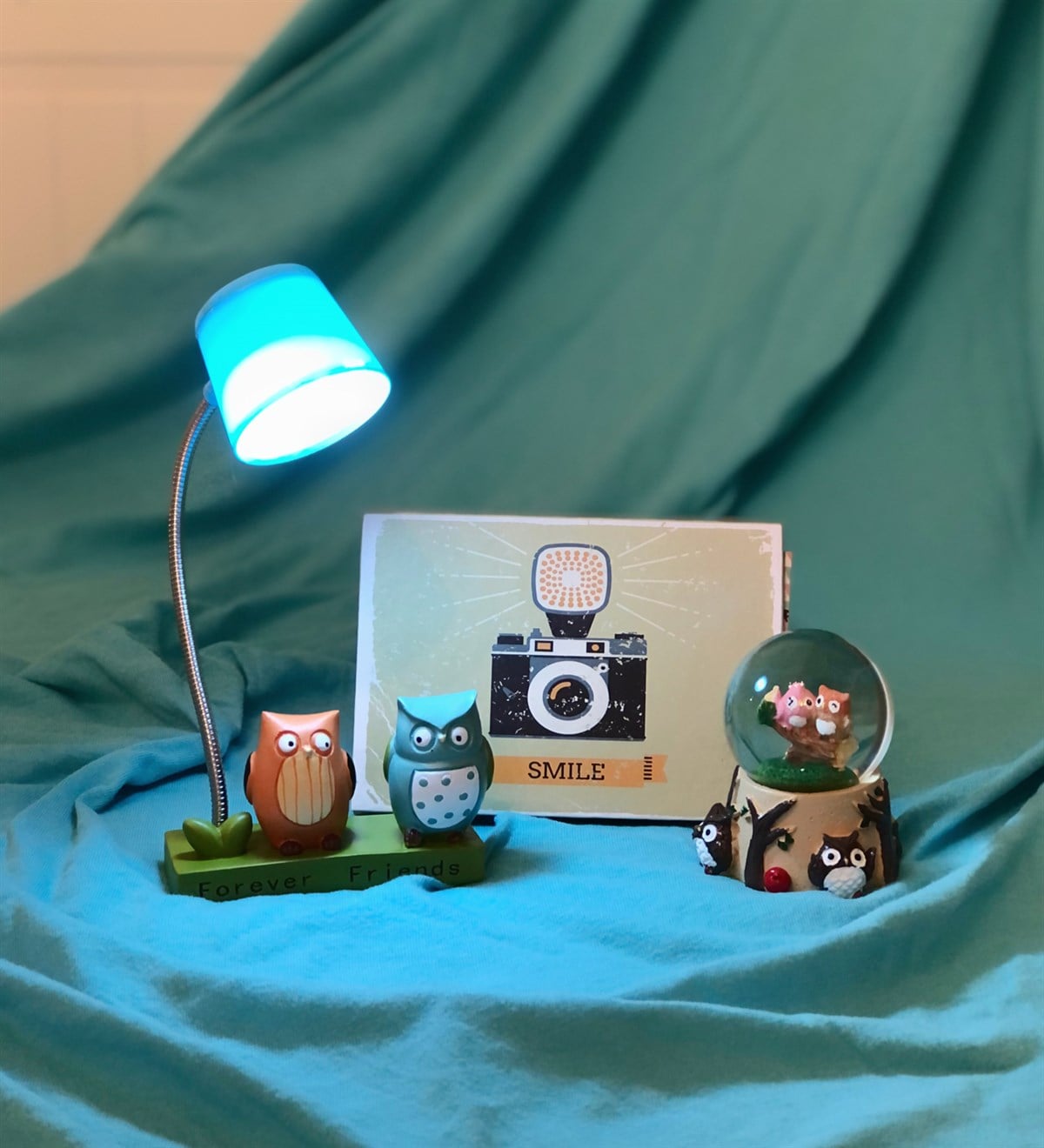 Kişiye Özel Smile Mini Albüm Baykuş Kar Küresi Ve Baykuş Masa Lambası SetGiftmodaGmhs100031