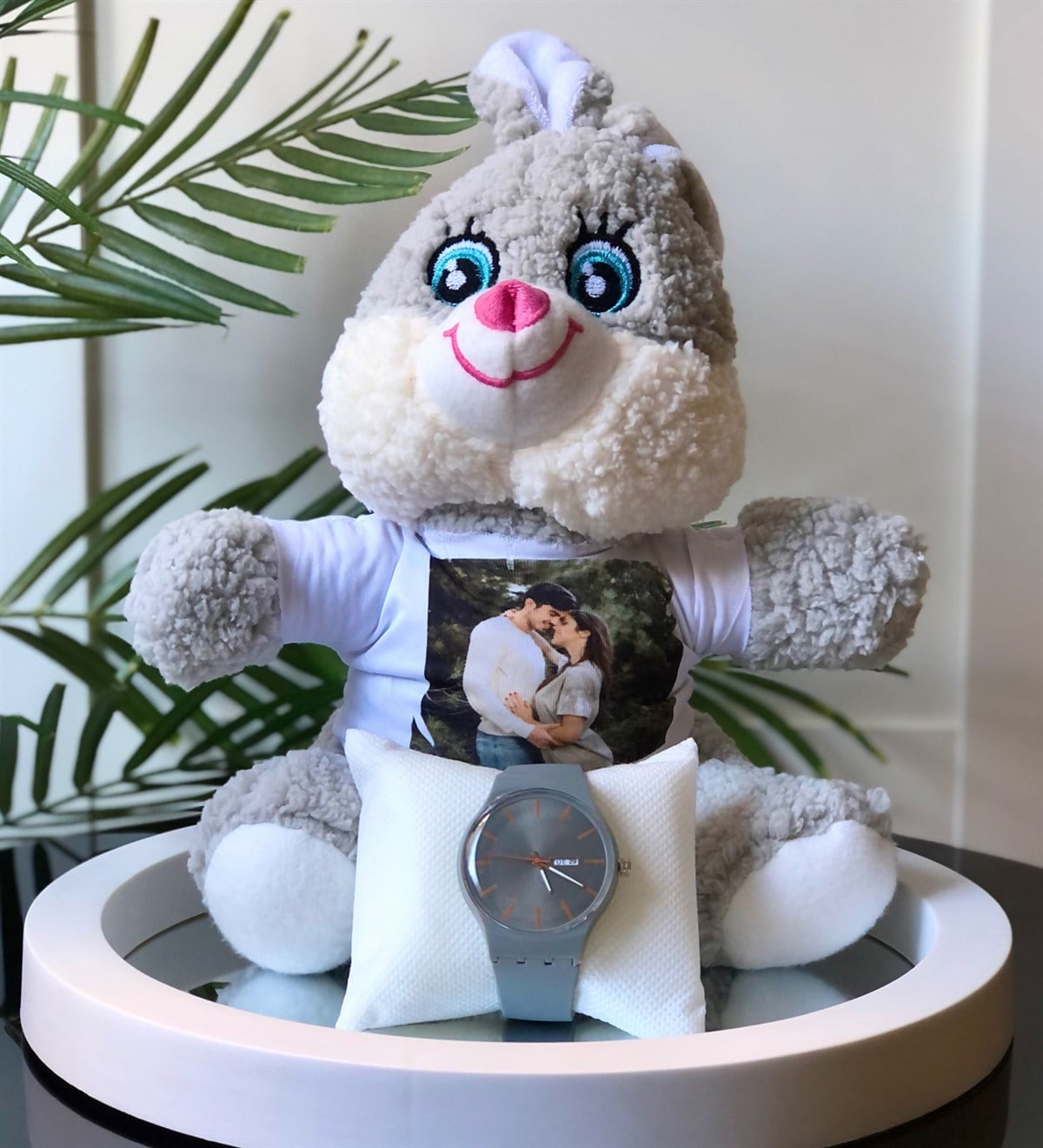 Kişiye Özel Tavşancık Ve Unisex SaatGiftmodaKo-Pelus-Unisex-Saat