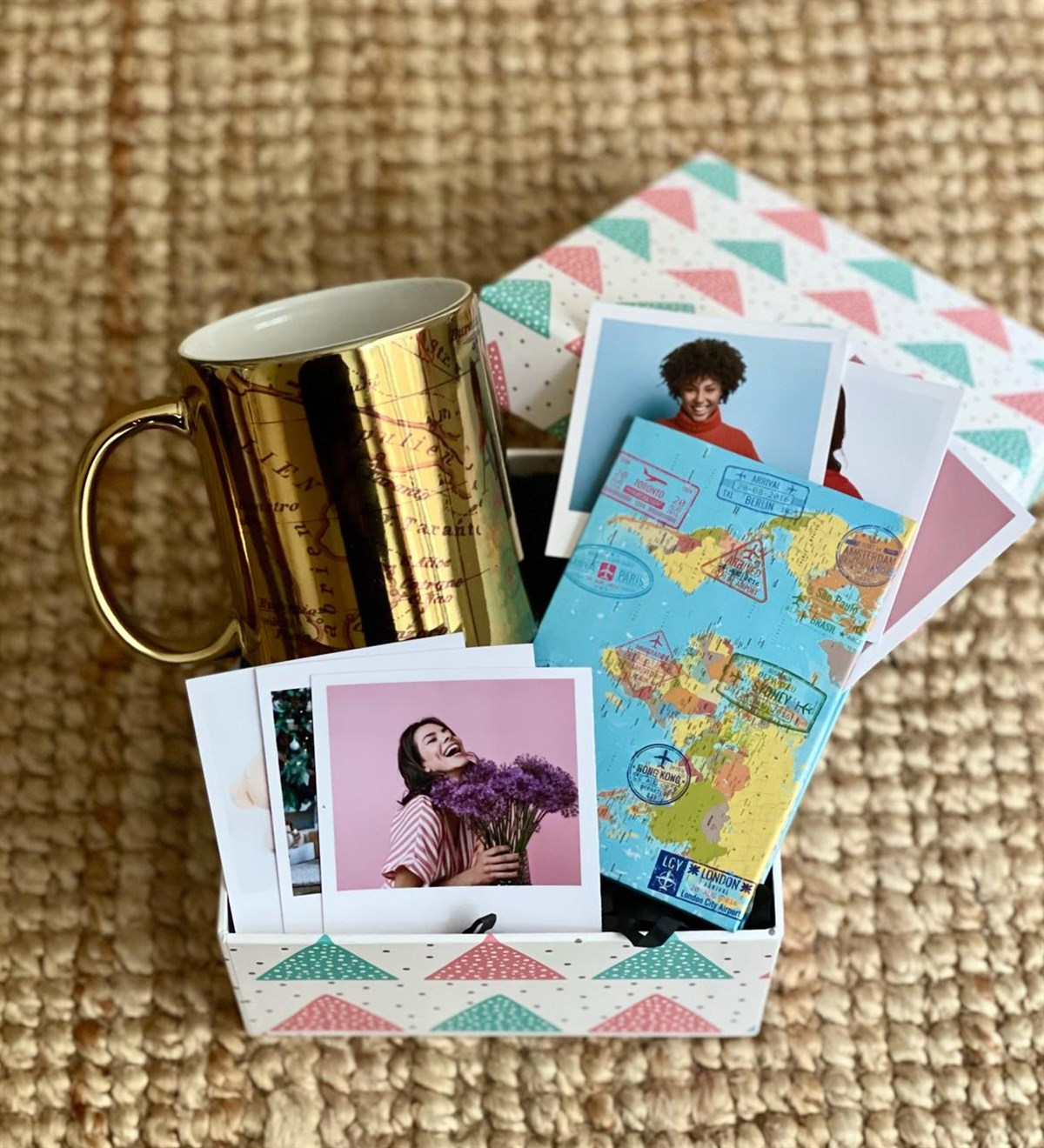 Kişiye Özel Travel Tasarımlı Mini Albüm Gold Kupa Mini Hediye SetiGiftmodaGmhs100375