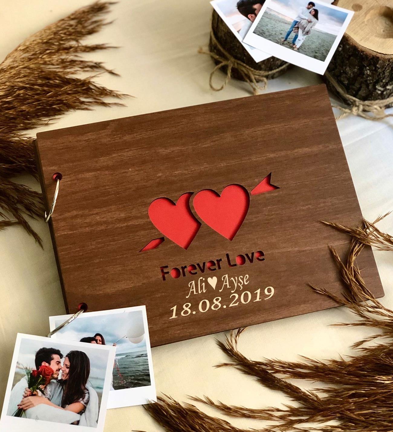 Kişiye Özel Love Tasarımlı Ahşap Kapaklı Fotoğraf Albümügiftmodalove-albm-2