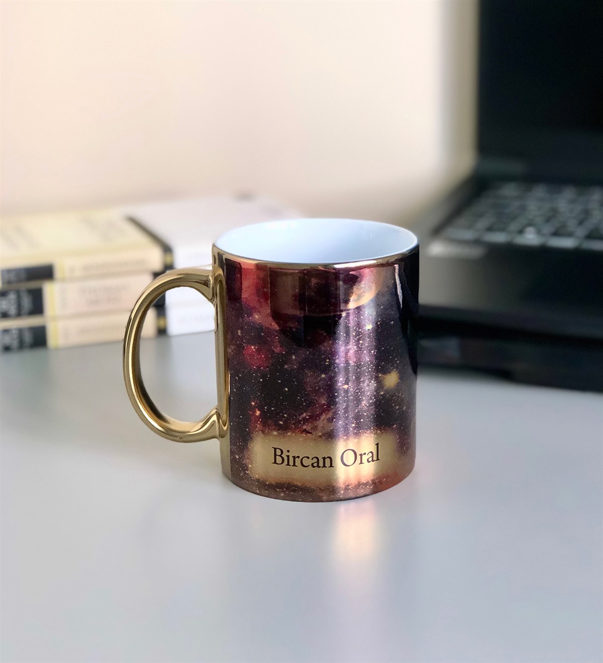 Kişiye Özel Uzay Tasarımlı Gold KupaGiftmoda space-kupa-ko-Gold