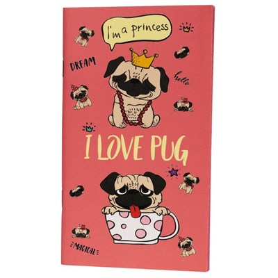Kiwoodesign Pug Renkli Yapraklı Defter