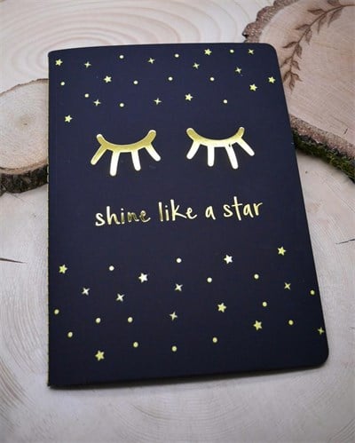 Kiwoodesign Siyah Defter Yıldız