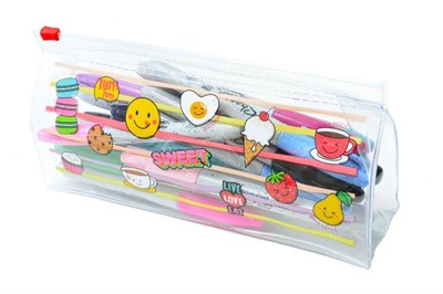 Kiwoodesign Tatlı Şeffaf Kalemlik Lezzetli Yiyecekler