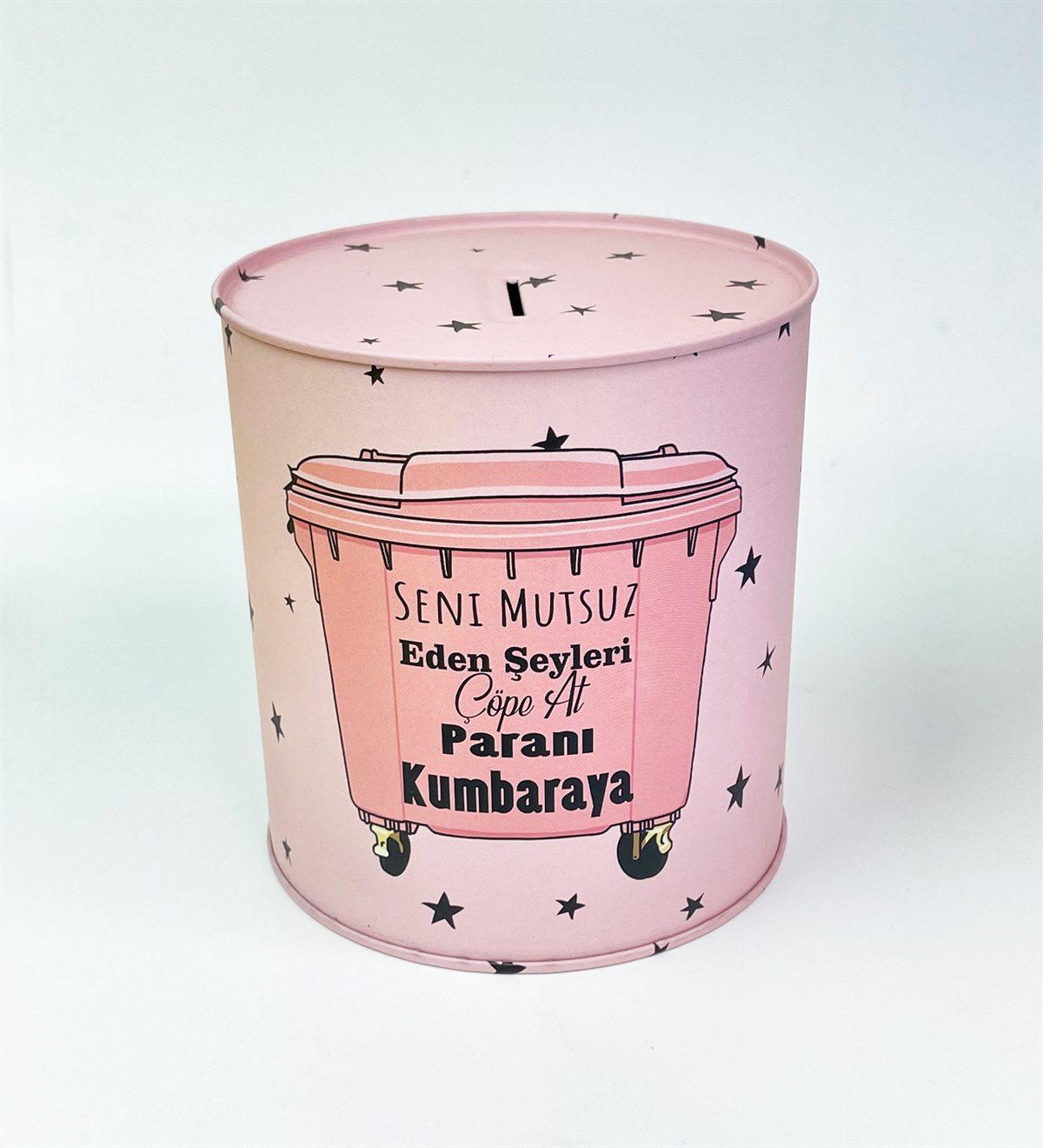 Mutsuz Eden Herşeyi Çöpe At Tasarımlı Büyük Boy Mat Metal KumbaragiftmodaGmkbr00001