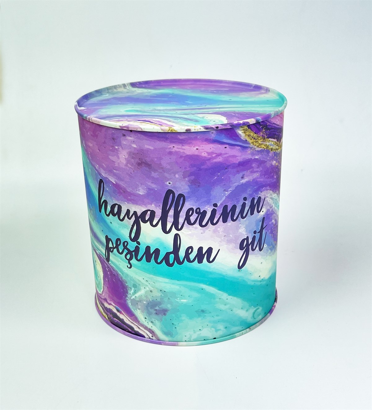 Hayallerinin Peşinden Git Tasarımlı Büyük Boy Mat Metal KumbaragiftmodaGmkbr00002