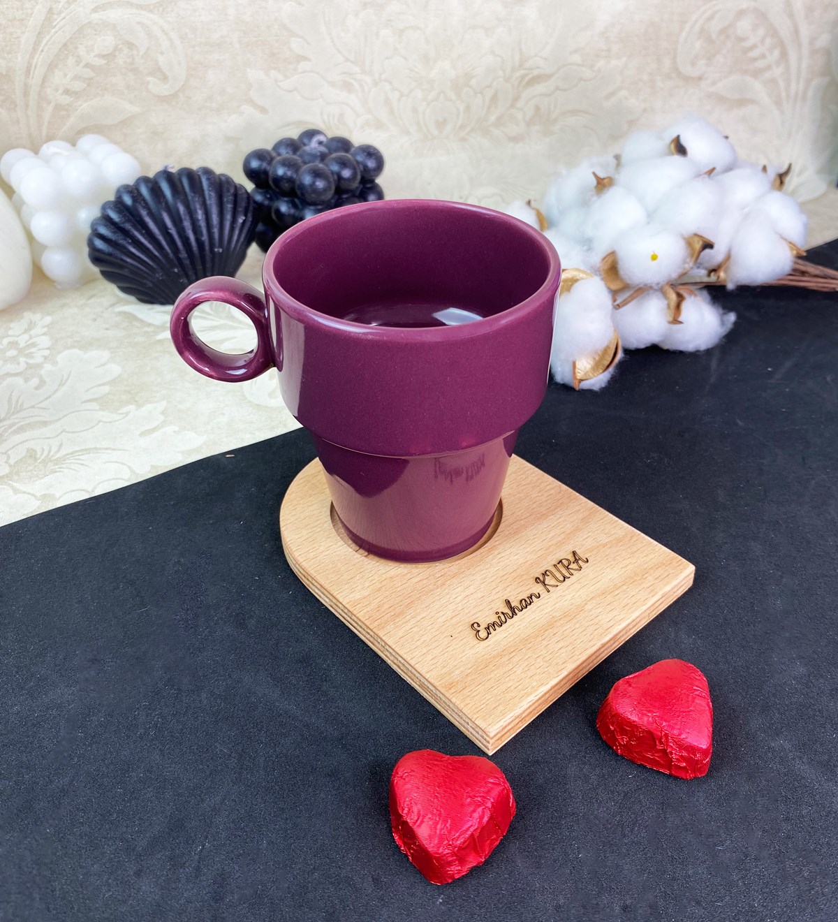 Kişiye Özel Servis Tabaklı Joker Kupa SetgiftmodaGmkp100583