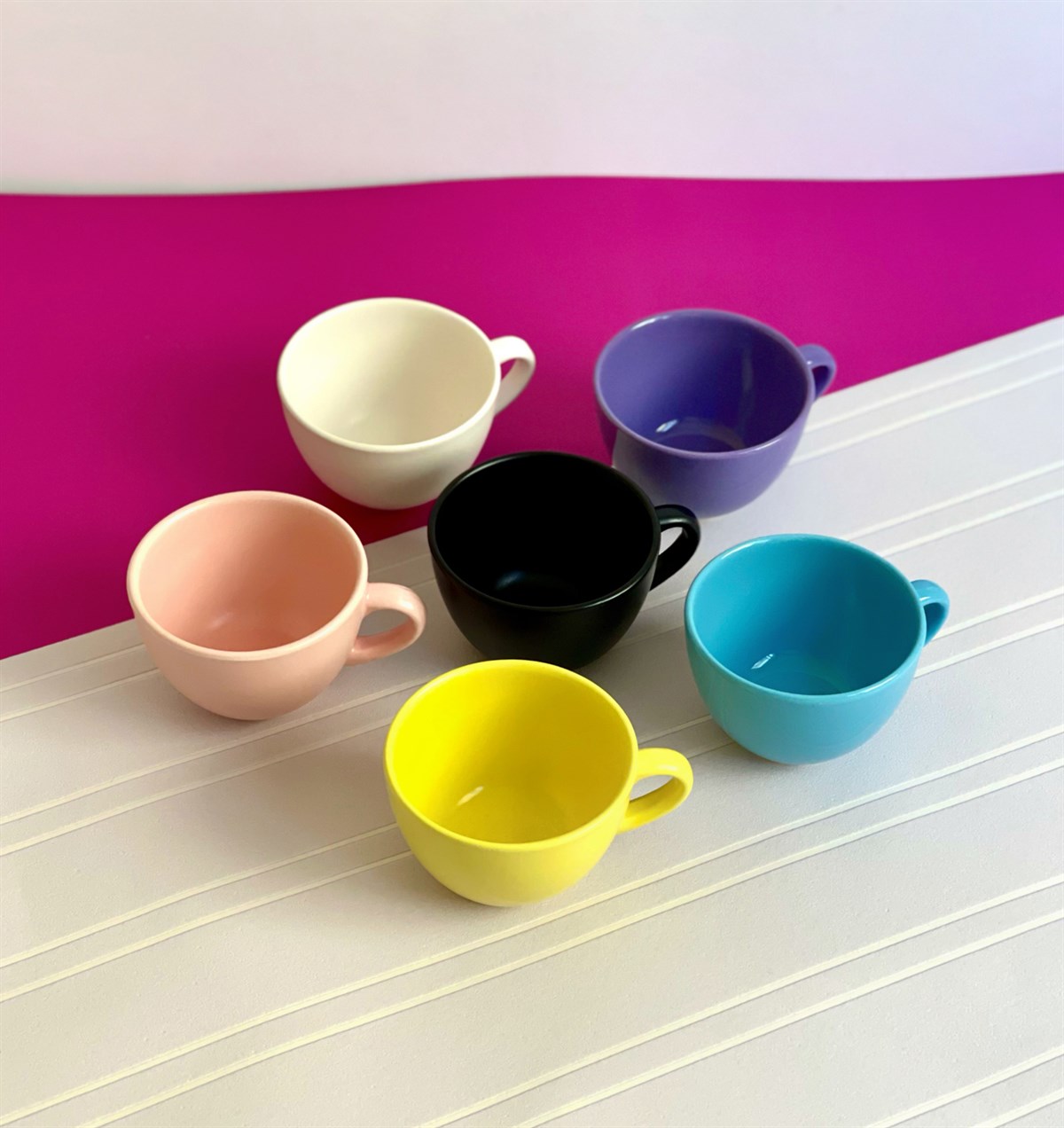 6'lı Renkli 6 Cm Kupa Bardak SetgiftmodaGmkp100191