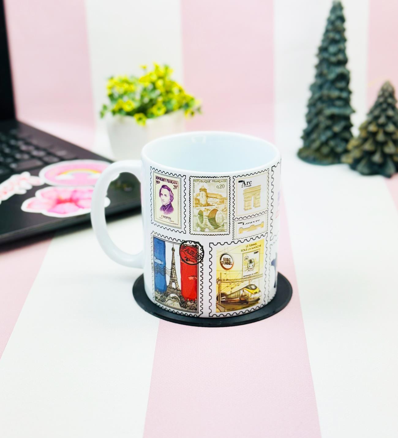 Paris Pul Koleksiyonu Tasarımlı Kupa BardakgiftmodaGmkp100640