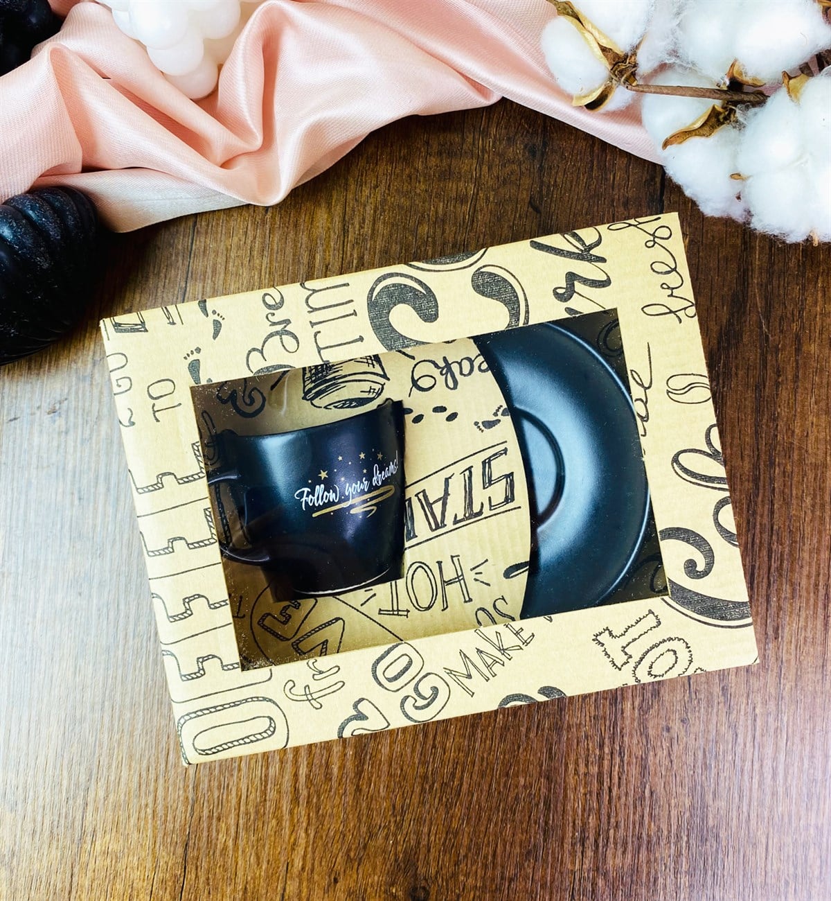 Özel Kutulu Follow Your Dreams Türk Kahvesi FincanıgiftmodaGmkp100425