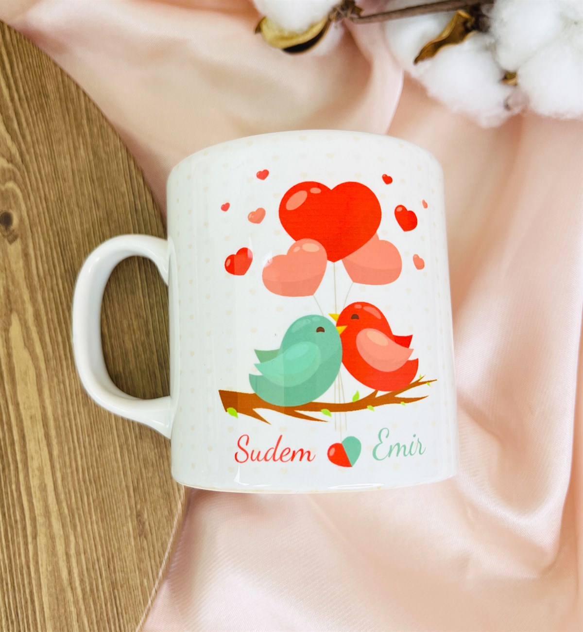 Kişiye Özel Sevgili Kuşlar Tasarımlı Kupa BardakgiftmodaGmkp100377