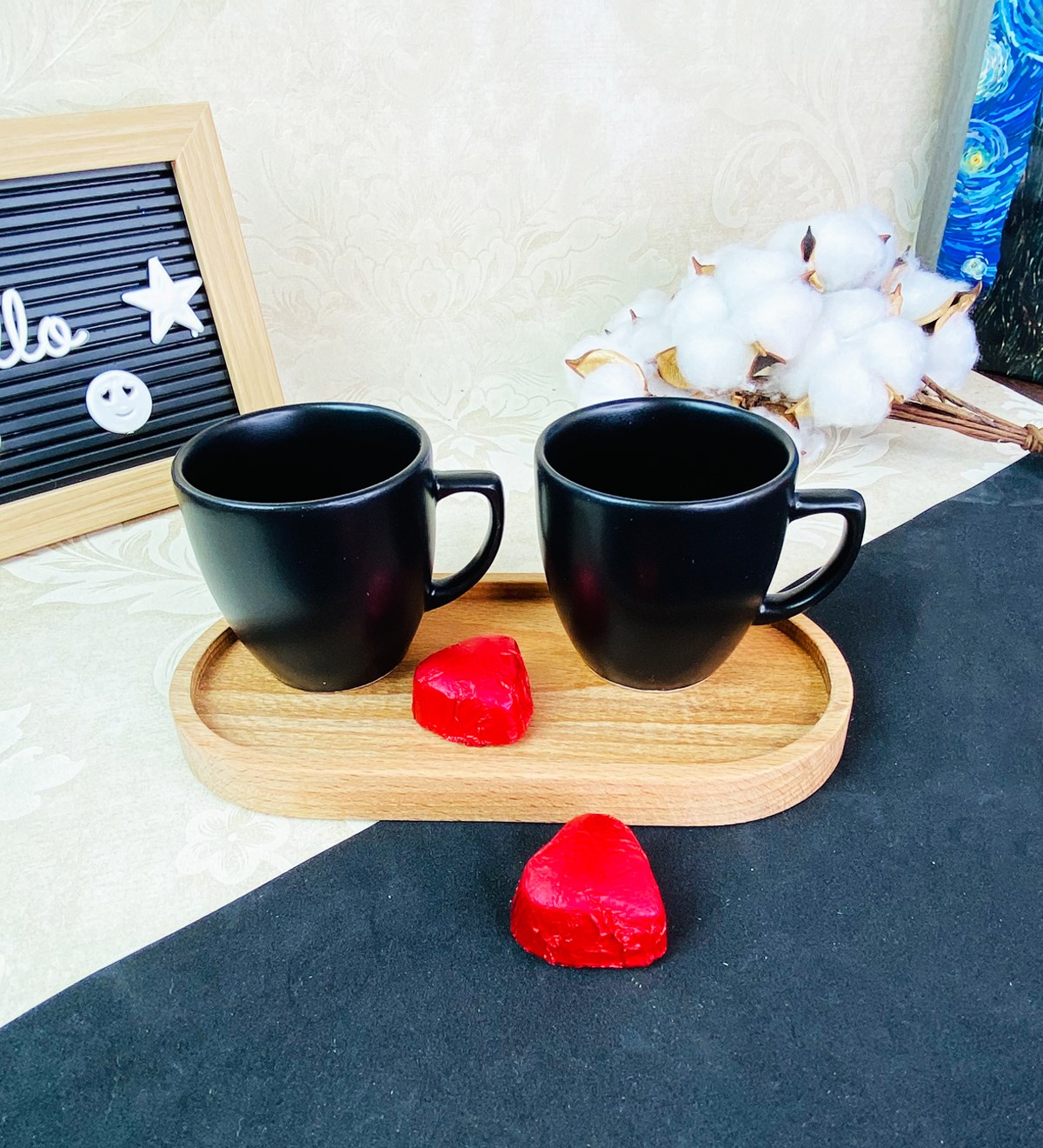 Ahşap Tabaklı 2'li Türk Kahvesi Fincanı SetgiftmodaGmkp100585