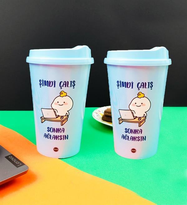 Motto Tasarımlı Plastik Kahve BardağıgiftmodaBAM-1033-1