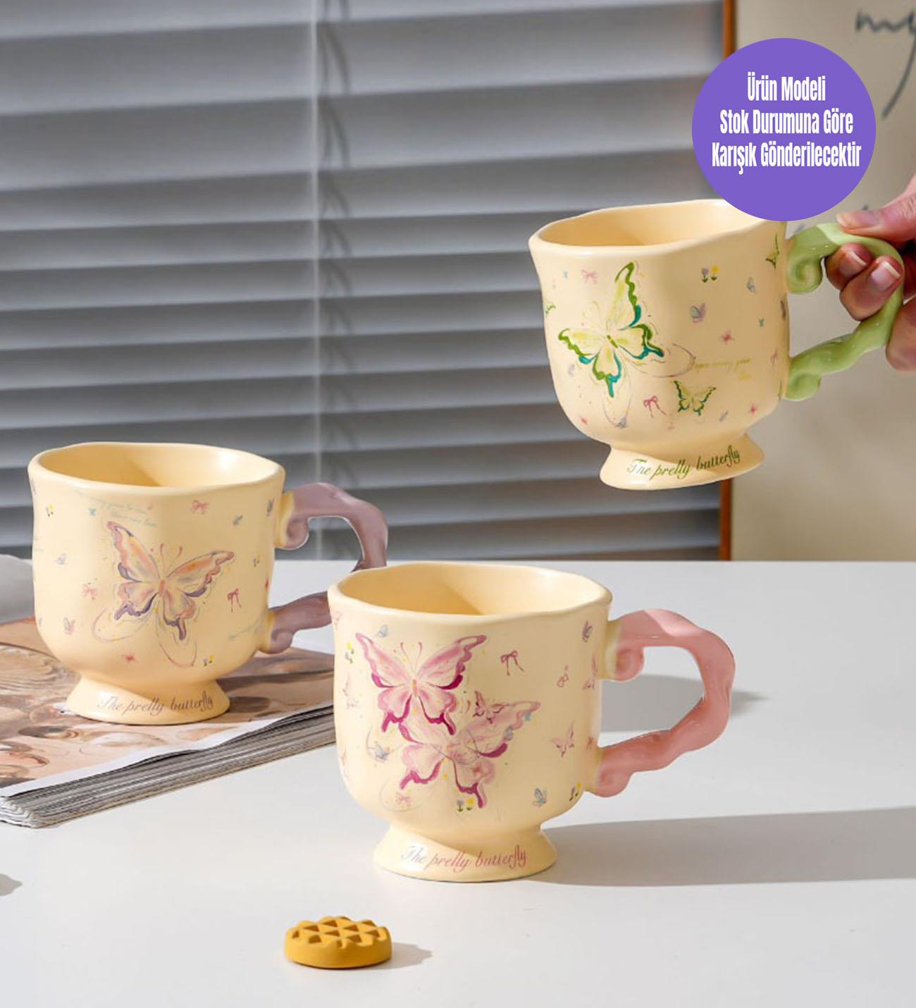 Vintage Pembe Temalı Seramik KupagiftmodaBM-1952