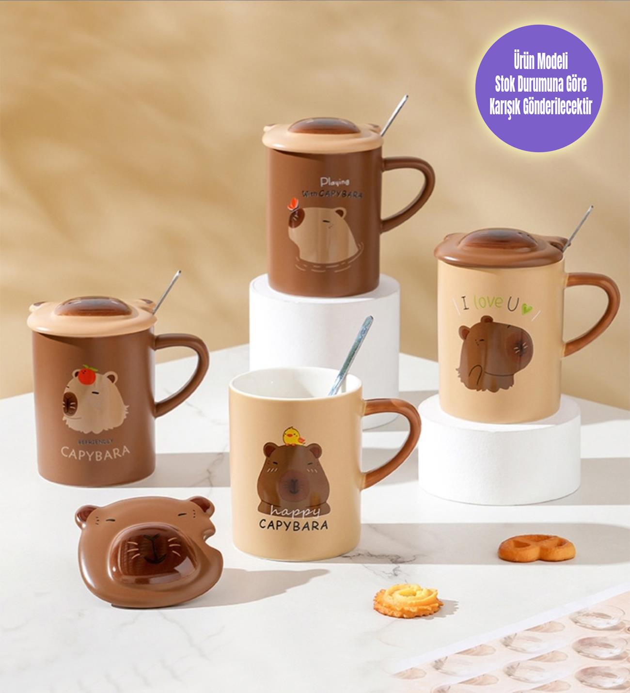 Brown Capybara Temalı Seramik KupagiftmodaBM-1971