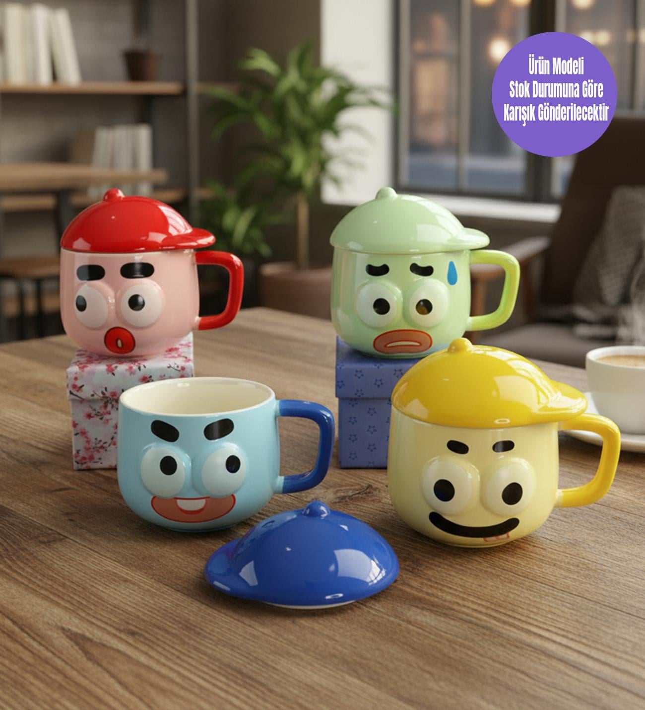 Neşeli Suratlar Temalı Seramik KupagiftmodaBM-1958