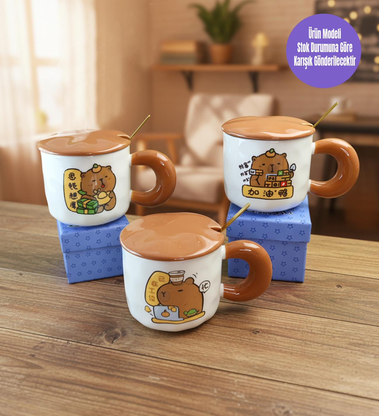 Çalışkan Capybara Temalı Seramik KupagiftmodaBM-1999