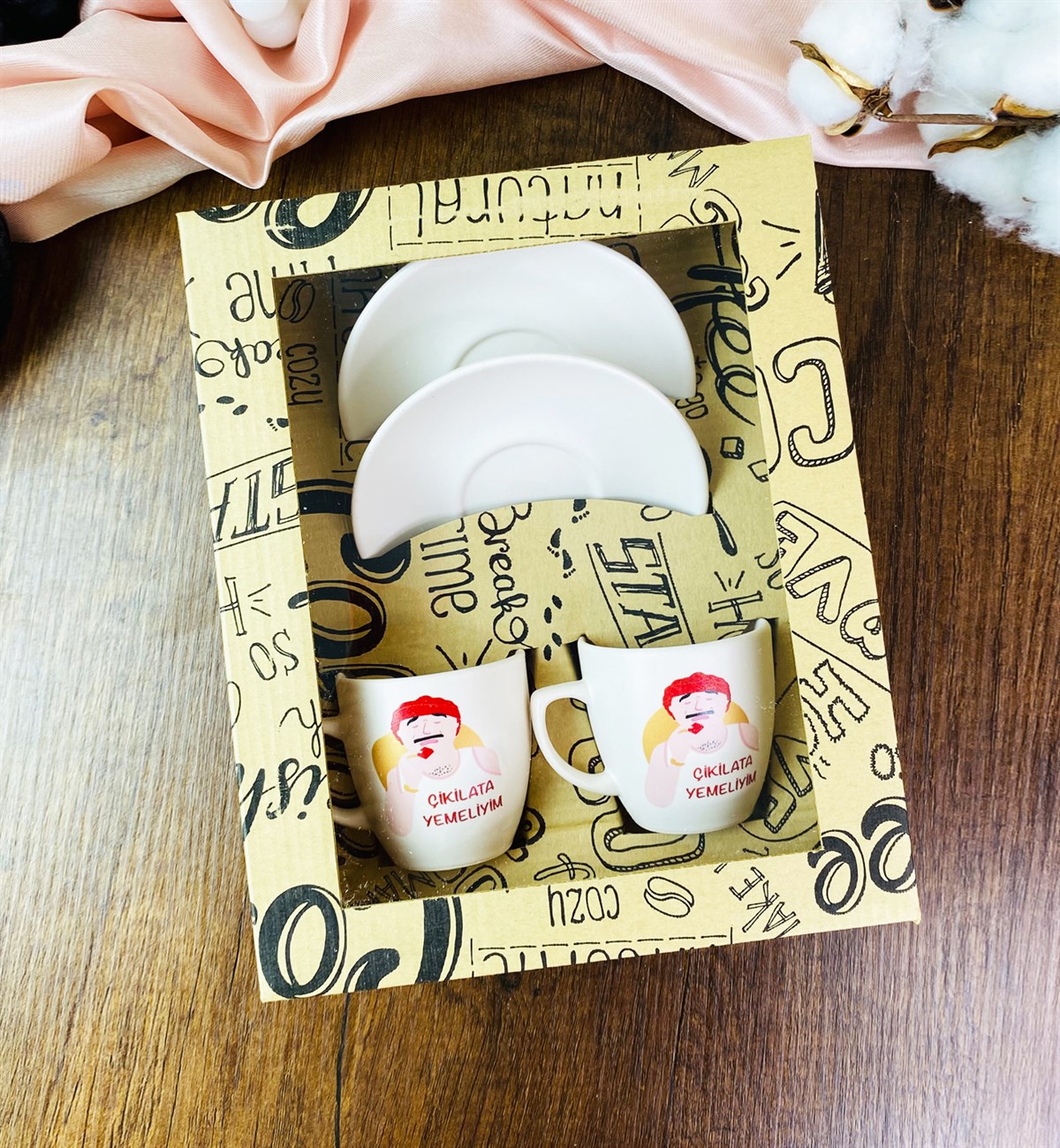 Özel Kutulu Çikilata Yemeliyim Türk Kahvesi Fincanı SetigiftmodaGmkp100417
