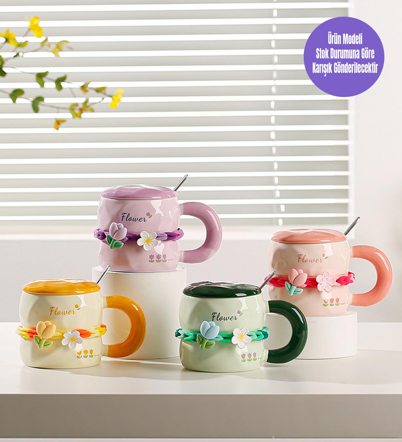 Çiçek Bahçesi Temalı Seramik KupagiftmodaBM-1972