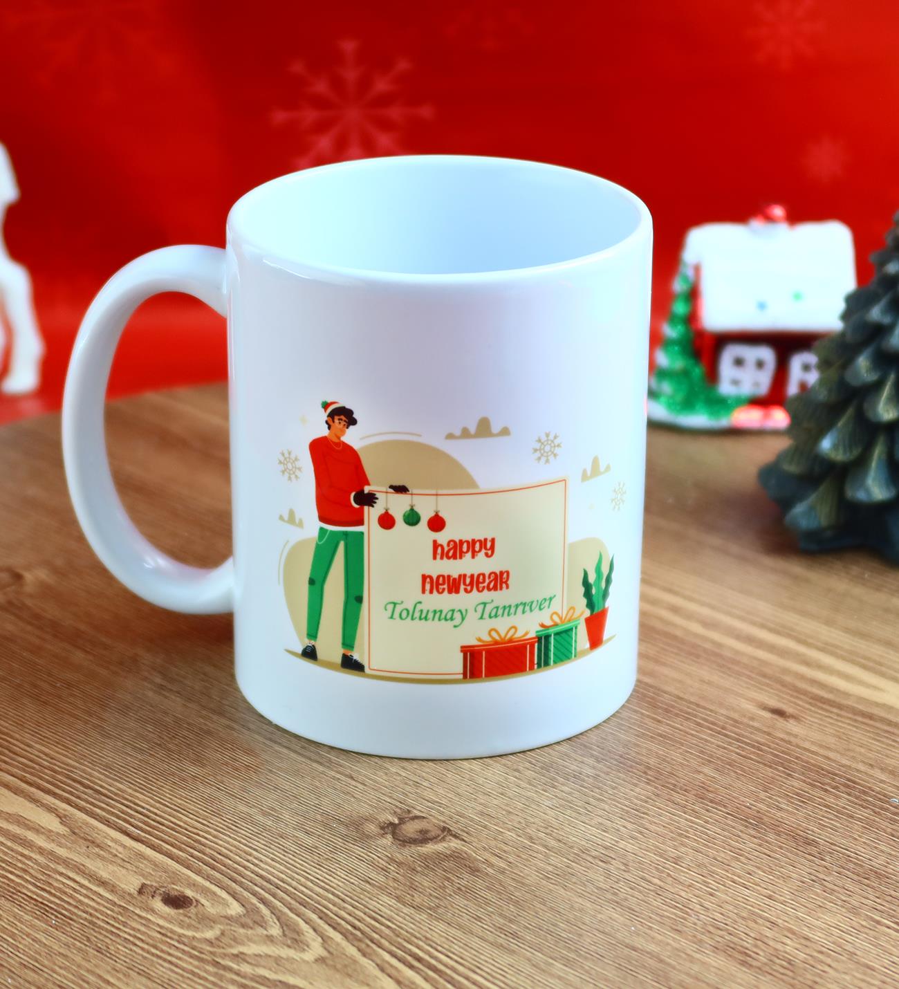 Kişiye Özel Yılbaşı Tasarımlı  Kupa Bardak giftmodaGmkp100655