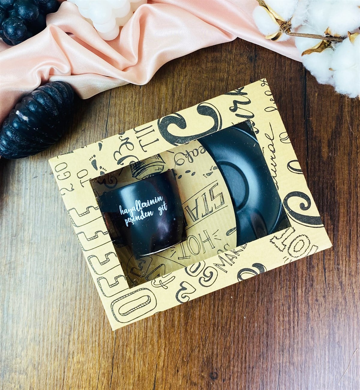 Özel Kutulu Hayallerinin Peşinden Git Türk Kahvesi FincanıgiftmodaGmkp100434